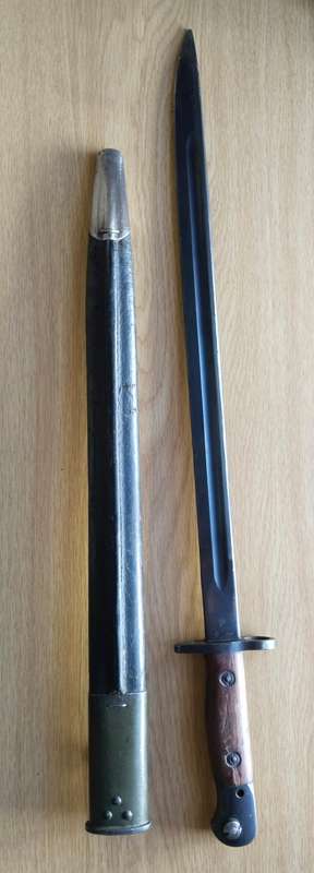 Police 1907 long Bayonet With Scabbard. 550mm long.