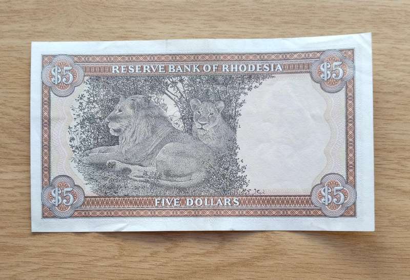 Rhodesia 20th October 1978 Five Dollar Bank Note.