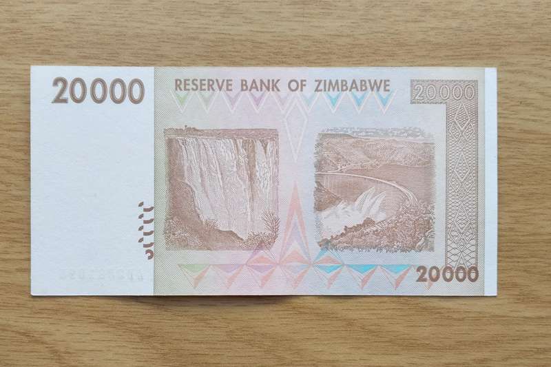 Zimbabwe Twenty Thousand Dollars Bank Note. Good condition. (AB095)