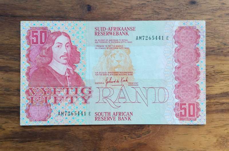 South Africa de Kock old R50 Bank Note. Good condition. (441)