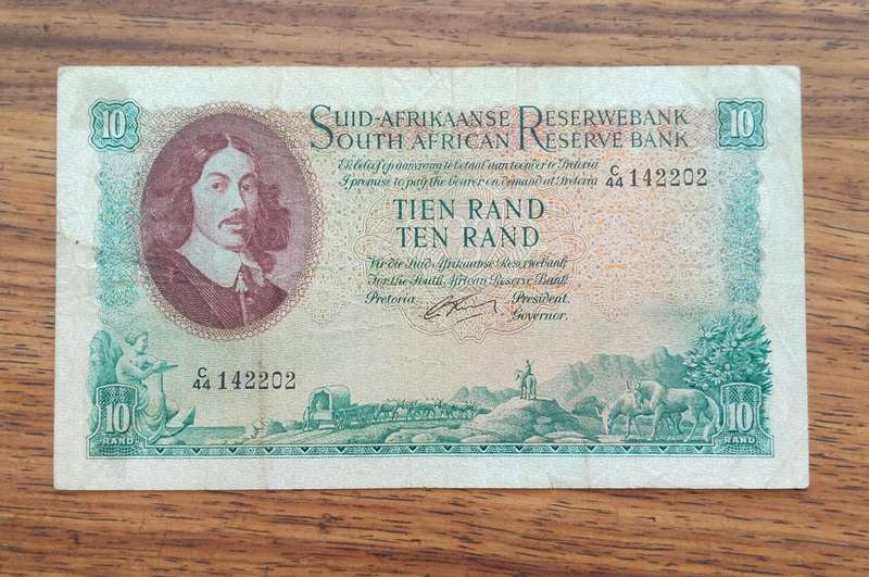 South Africa G Rissik old R10 Bank Note. (202)