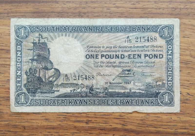 South Africa J Postmus 20 November 1941 One Pound Bank Note. (488)