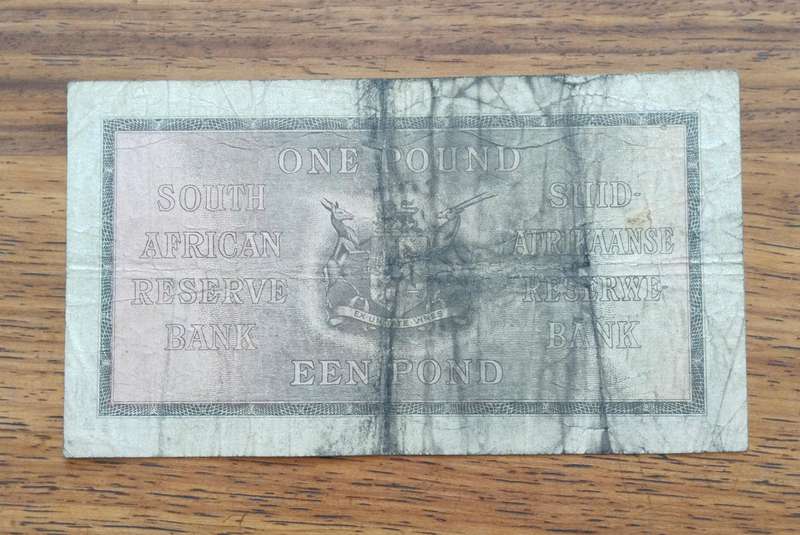 South Africa J Postmus 10 November 1942 One Pound Bank Note. (949)