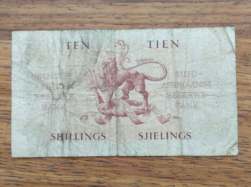 South Africa M.H. de Kock 28.2.56 Tien Sjielings Bank Note. (283)