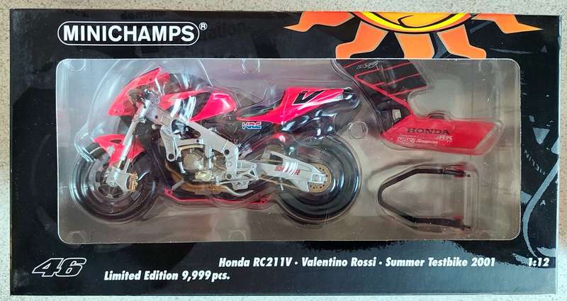*NEW/RARE/BOXED* 1/12 Minichamps Honda RC211V Valentino Rossi Summer Test Bike 2001 LE 9,999 pcs