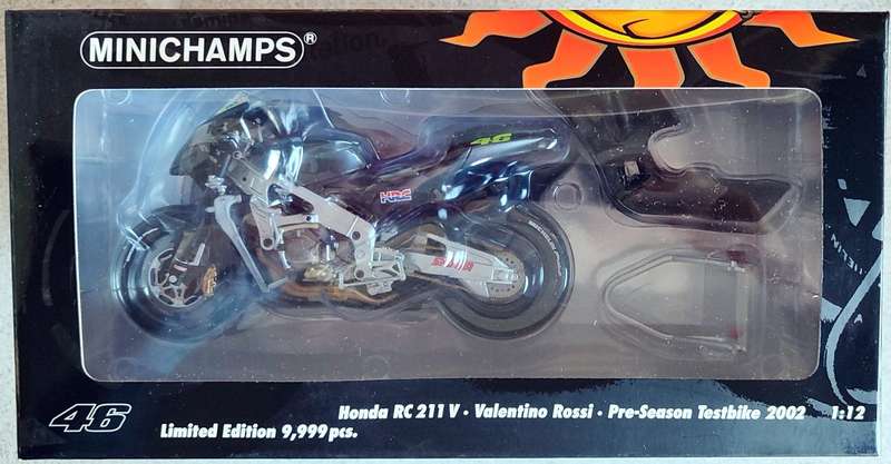 *NEW/RARE/BOXED* 1/12 Minichamps Honda RC211V Valentino Rossi Pre-Season Test Bike 2002 LE 9,999 pcs