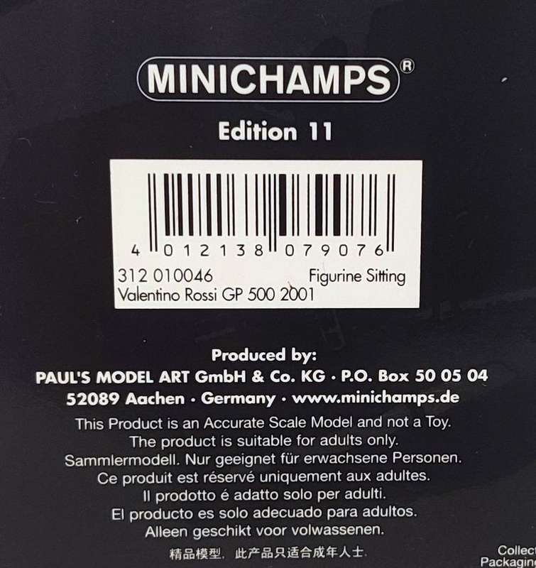 *NEW/RARE/BOXED* 1/12 Minichamps - Valentino Rossi GP 500 2001 (Sitting)