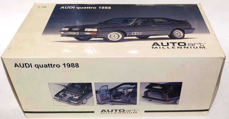 **RARE/Mint/Boxed** 1/18 AUTOart Millennium AUDI Quattro 1988 LWB Street Satin Black Met (70301)