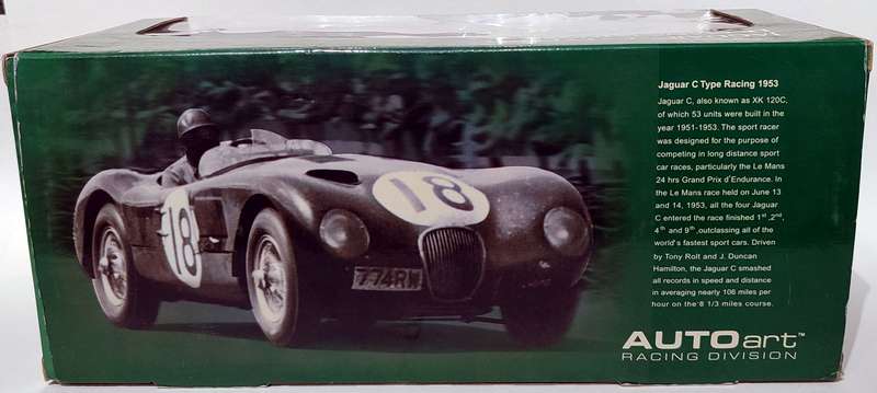 **Mint/Boxed** 1/18 AutoArt Racing Division Jaguar C Type LeMans Winner 1953 Racing Green (85387)