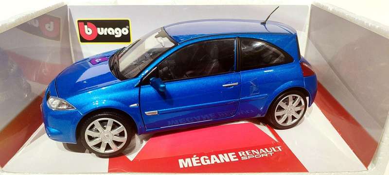 **PRE-LOVED/BOXED** 1/18 Bburago Renault Mégane Sport 2005 Metallic Blue (18-11007)