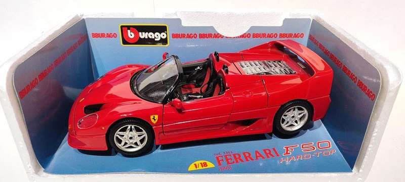 **VINTAGE/BOXED** 1/18 Bburago Vintage Ferrari F50 Hard-Top 1995 Red (3362)
