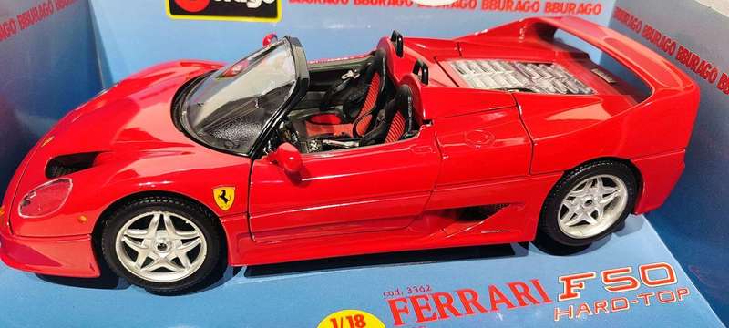 **VINTAGE/BOXED** 1/18 Bburago Vintage Ferrari F50 Hard-Top 1995 Red (3362)