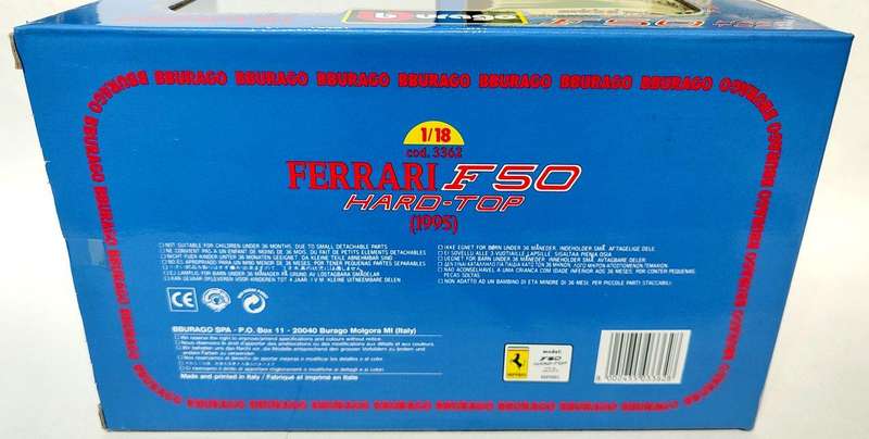 **VINTAGE/BOXED** 1/18 Bburago Vintage Ferrari F50 Hard-Top 1995 Red (3362)