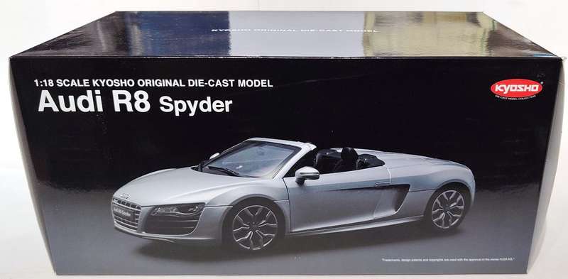 **VERY RARE/NEW/BOXED** 1/18 Kyosho Audi R8 Spyder Silver (09217S)