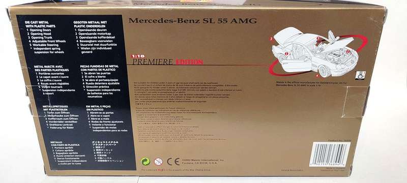 **RARE/BOXED/MINT MODEL** 1/18 Maisto Premiere Edition Mercedes-Benz SL 55 AMG Silver (36894)