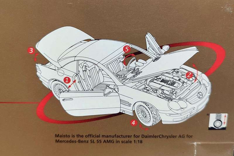 **RARE/BOXED/MINT MODEL** 1/18 Maisto Premiere Edition Mercedes-Benz SL 55 AMG Silver (36894)