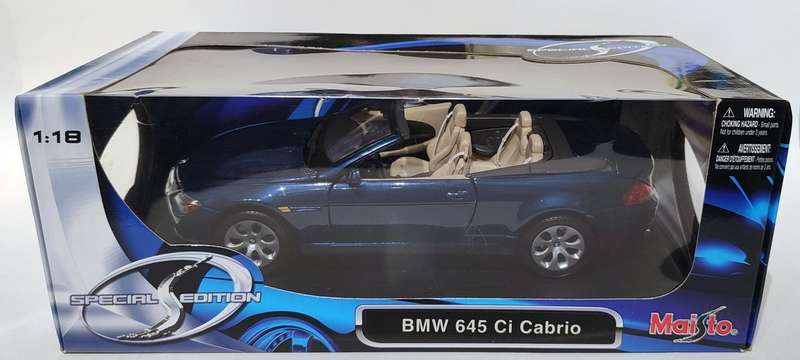 **MINT/BOXED** 1/18 Maisto SE BMW 645 Ci Cabrio Blue (31111)