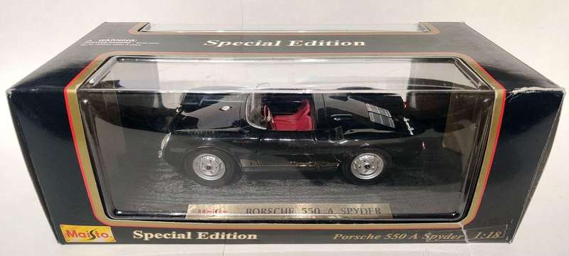 **BOXED/MINT MODEL** 1/18 Maisto SE Porsche 550 A Spyder Black (31843)