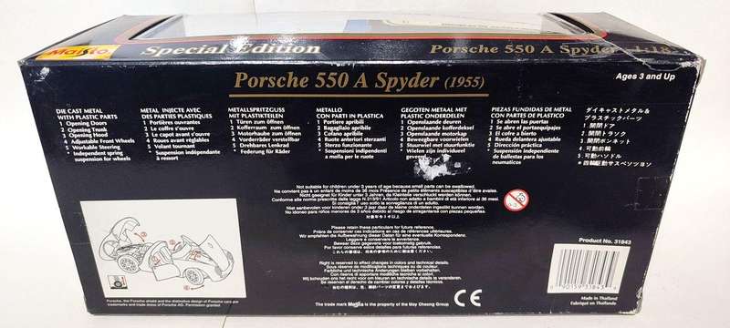 **BOXED/MINT MODEL** 1/18 Maisto SE Porsche 550 A Spyder Black (31843)