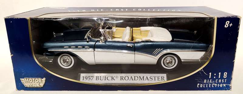 **MINT/BOXED/RARE COLOUR** 1/18 MotorMax 1957 Buick Roadmaster Blue Metallic (73152)