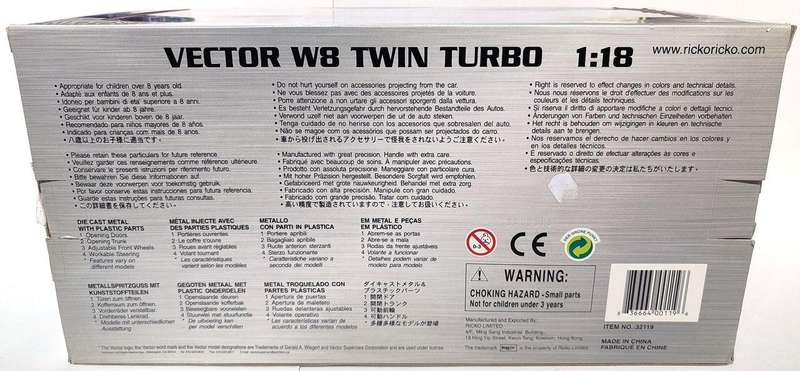 **Very Rare/Mint/Boxed** 1/18 Ricko Vector W8 Twin Turbo Red (32119)
