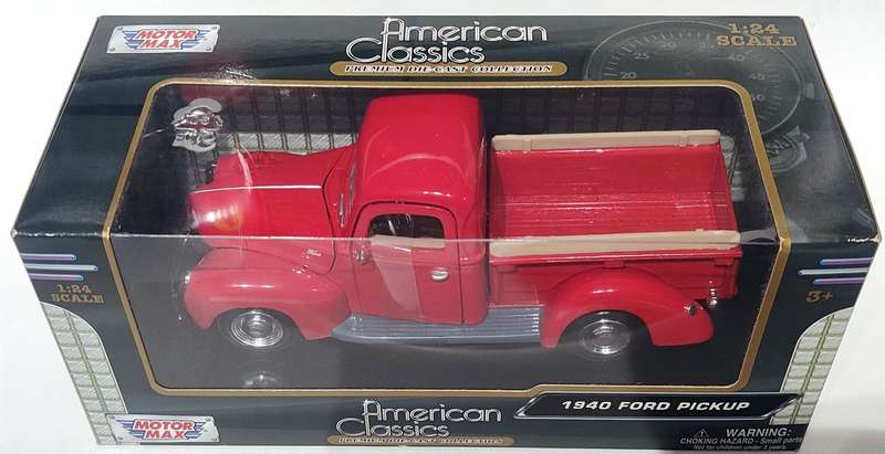 **BOXED/MINT** 1/24 Motor Max American Classics 1940 Ford Pickup Red (73200AC)