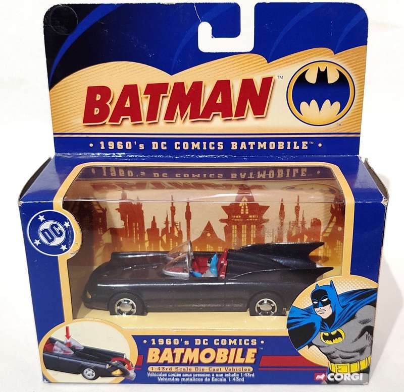 **RARE/PRE-LOVED/BOXED** 1/43 Corgi 1960's DC Comics Batmobile BMBV1 77301