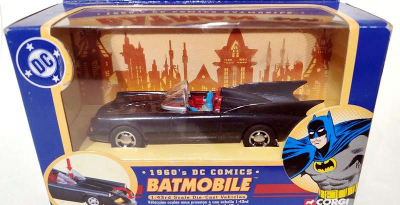 **RARE/PRE-LOVED/BOXED** 1/43 Corgi 1960's DC Comics Batmobile BMBV1 77301