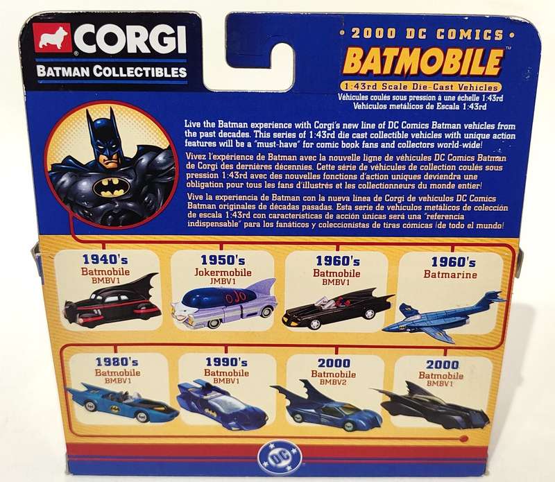 **RARE/PRE-LOVED/BOXED** 1/43 Corgi 2000 DC Comics Batmobile BMBV1 77302