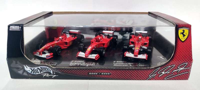 **RARE/MINT/BOXED** 1/43 Hot Wheels Racing Ferrari F1-2000 / F2001 / F2002 Michael Schumacher Set
