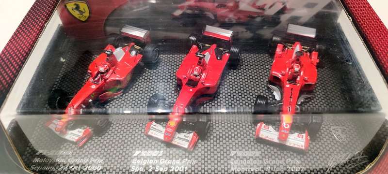 **RARE/MINT/BOXED** 1/43 Hot Wheels Racing Ferrari F1-2000 / F2001 / F2002 Michael Schumacher Set