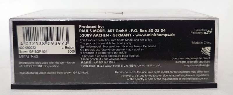 *VERY RARE ICON* 1/43 Minichamps F1 Brawn GP BGP 001 Button 2009