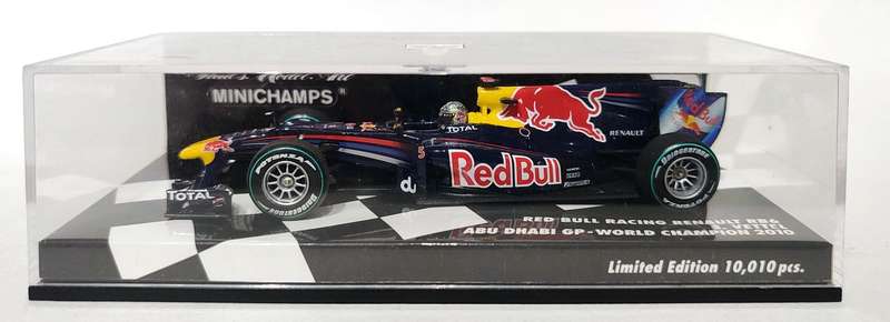 *VERY RARE/MINT* 1/43 Minichamps F1 Red Bull Renault RB6 Vettel Abu Dhabi WC 2010 LE10010