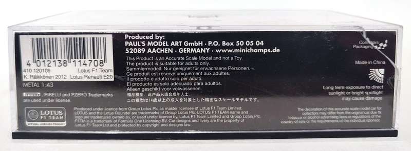 *RARE/MINT* 1/43 Minichamps Lotus F1 Team Lotus Renault E20 Raikkonen Bahrain 2012 2nd Place LE2274