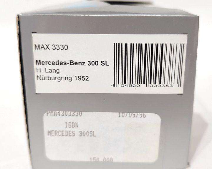 **MINT/PRE-LOVED** 1/43 Models Max Mercedes-Benz 300 SL H. Lang Nürburgring 1952 (MAX3330)