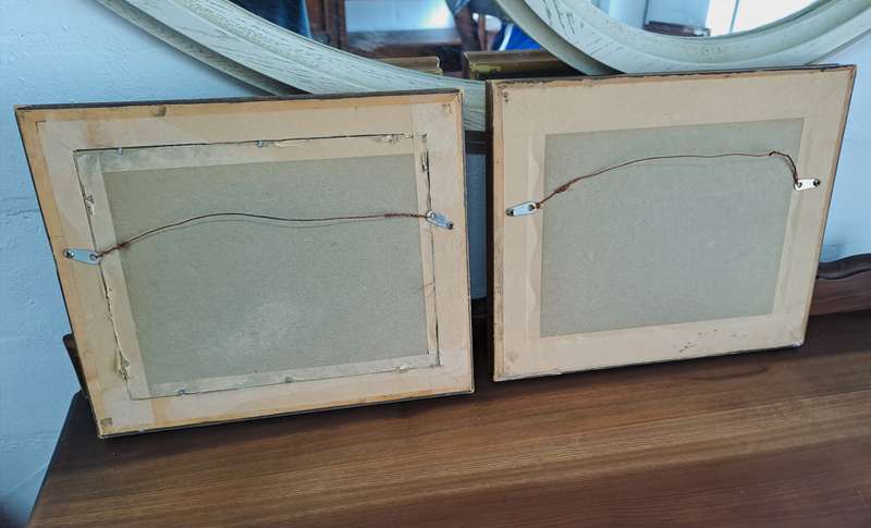 PAIR OF ANTIQUE GOLD-FRAMED LITHOGRAPHS!