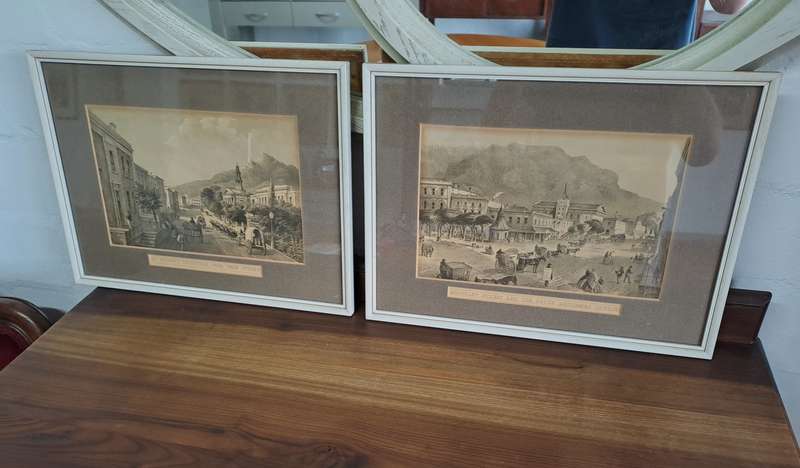 2 x VINTAGE FRAMED PRINTS OF CAPE TOWN!