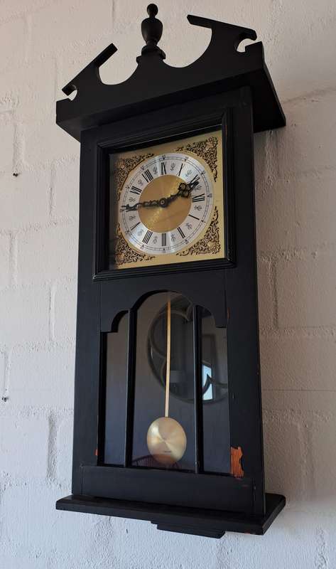 Large Black Painted Wall Clock!