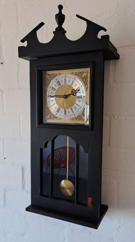 Large Black Painted Wall Clock!