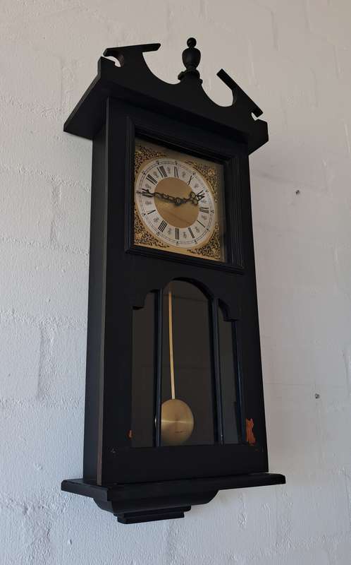 Large Black Painted Wall Clock!