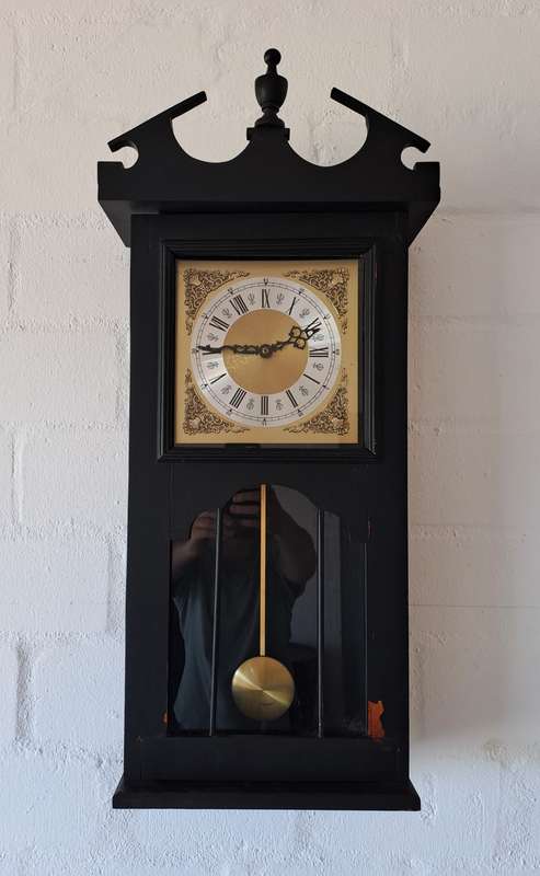 Large Black Painted Wall Clock!