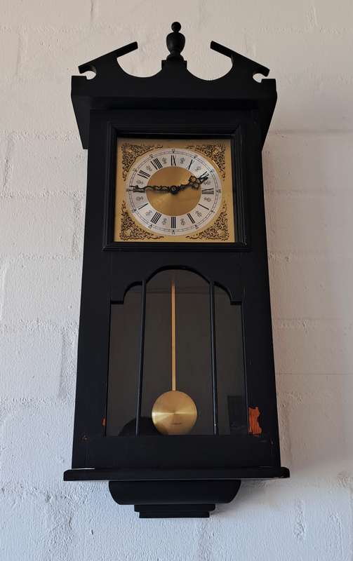 Large Black Painted Wall Clock!