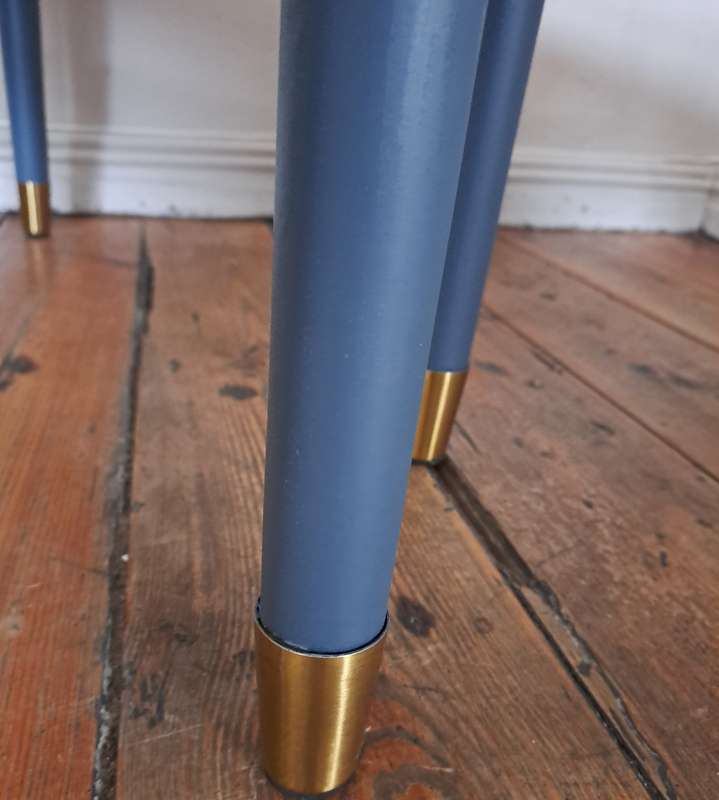 Gold Caped Blue Retro Benches