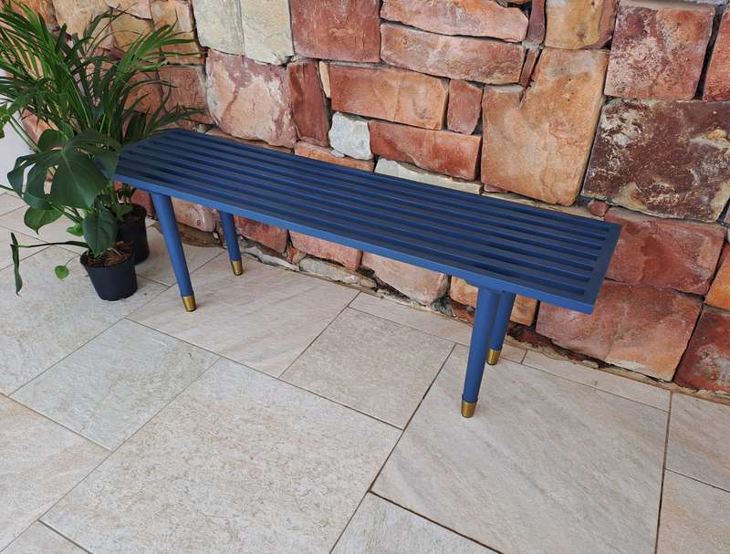 Gold Caped Blue Retro Benches