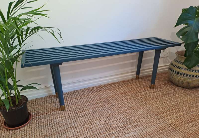 Gold Caped Blue Retro Benches