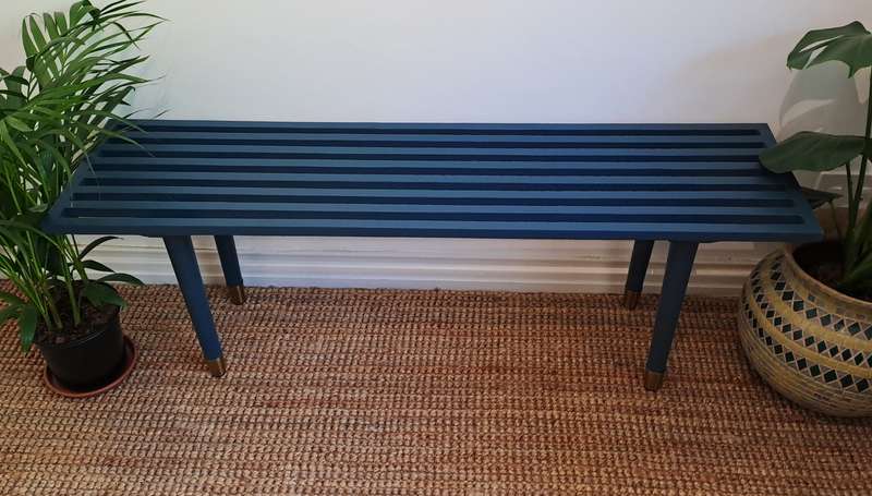 Gold Caped Blue Retro Benches