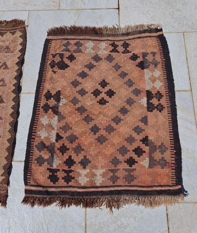 PAIR OF HAND-KNOTTED KELIM RUGS!