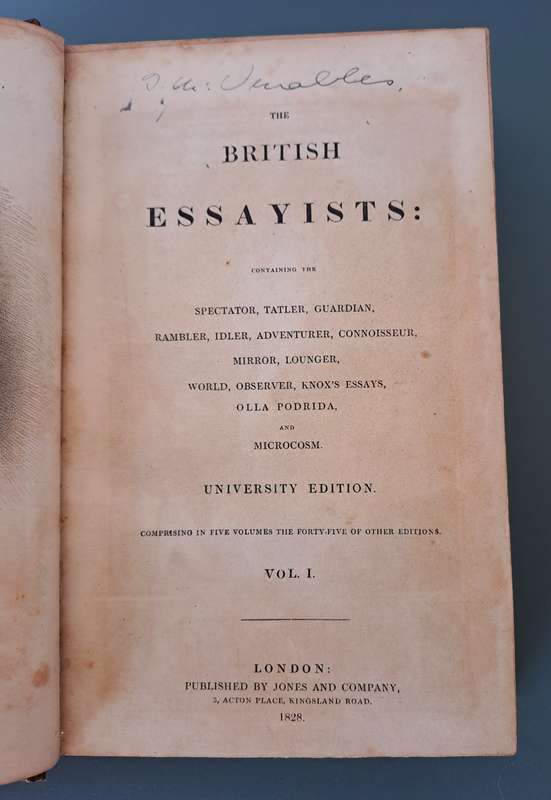 ANTIQUE 1828 COPY OF THE BRITISH ESSAYISTS! *BEAUTIFUL HIGH QUALITY BOOK*