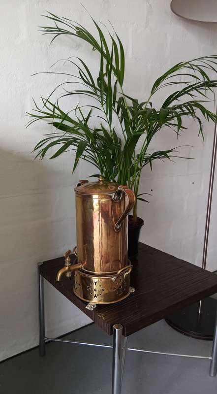 Antique Cape Solid Brass Fiddian Coffee Konfoor and Urn