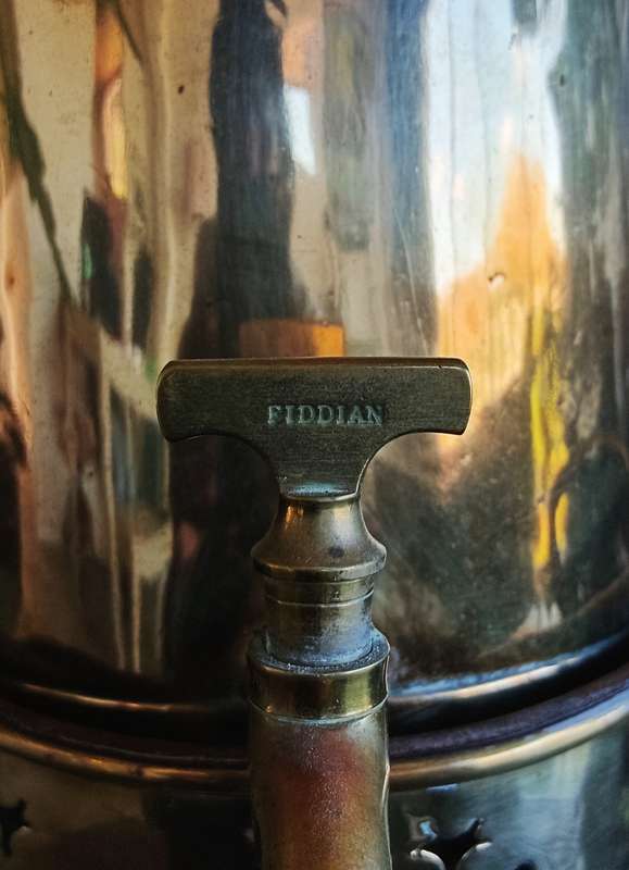 Antique Cape Solid Brass Fiddian Coffee Konfoor and Urn